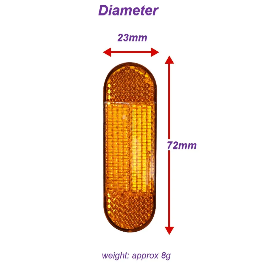 72x23mm Oblong Amber Reflectors Self-Adhesive ATV Motorcycle Quad-Biking RVs Caravan Auto Trucks Side Mark Rear/Tail/Signal Part