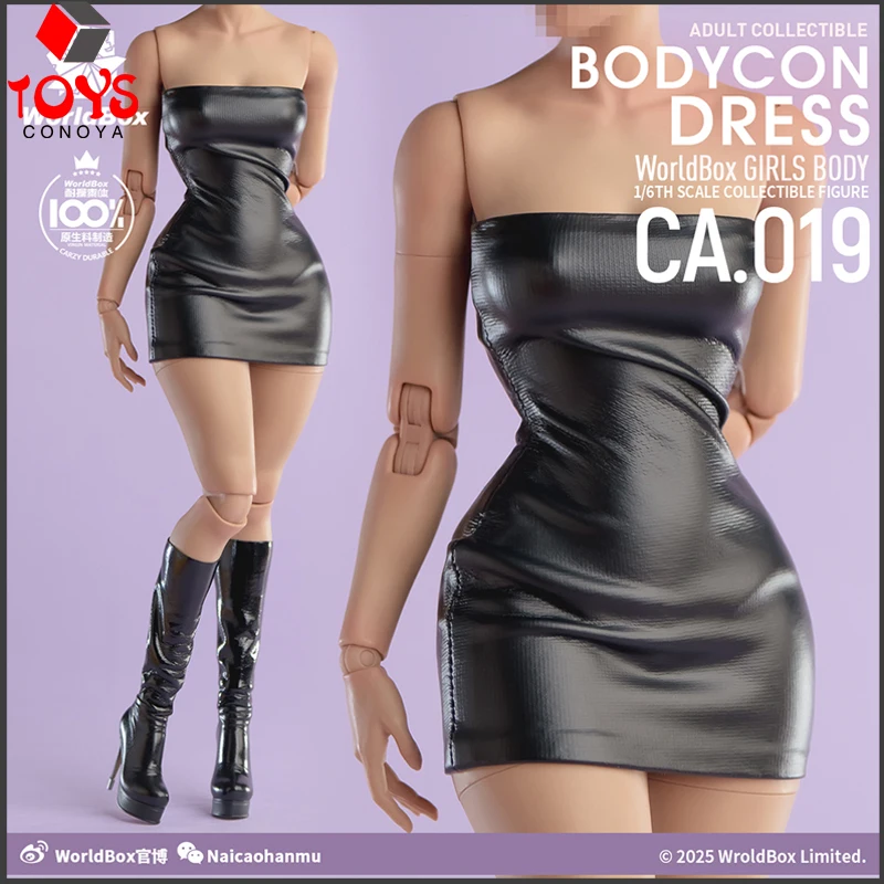 Worldbox CA019 1/6 trägerloser, figurbetonter Rock, schwarze Lederstiefel, Set, Kleidung, Modell, passend für 12-Zoll-Soldatin-Actionfigur-Körperpuppen