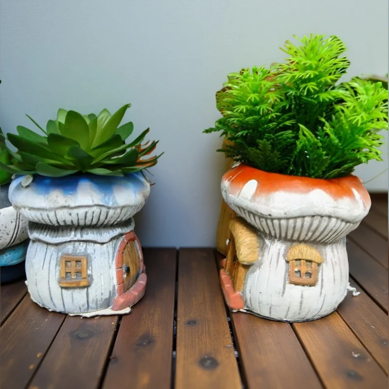 

Original Mushroom Shape Cement Succulent Planter Mini Garden for Office Desk Home Decor Balcony Creative Gift for Plant Lovers