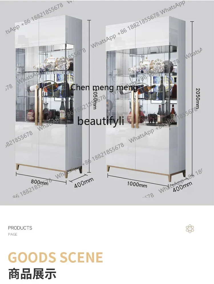 

ss cn8350 Light Luxury Glass Door Wine Cabinet Display Cabinet Modern Minimalist Double Door Wall Sideboard Cabinet Livi