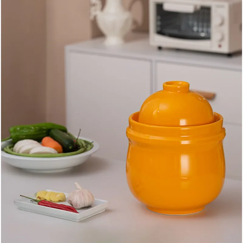 Household Large Kimchi Jar Sealing With Cover Sour Pickle Pot Jingdezhen Ceramic Food Container Multifunctional Kitchen Utensils