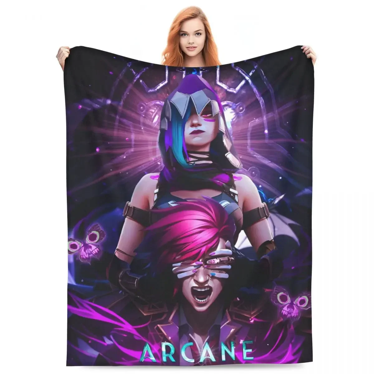 Anime Arcane 2 Action Adventure Fantasy Flannel Throw Blanket Blankets for Bedding Travel Soft Bedding Throws