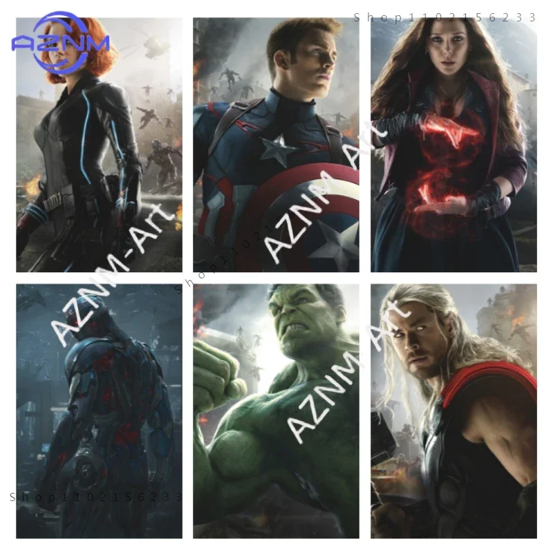 Marvel Superheroes Movie Poster Avengers Age of Ultron Iron Man Hulk Print Wall Art Canvas painting Kids Room Home Decor