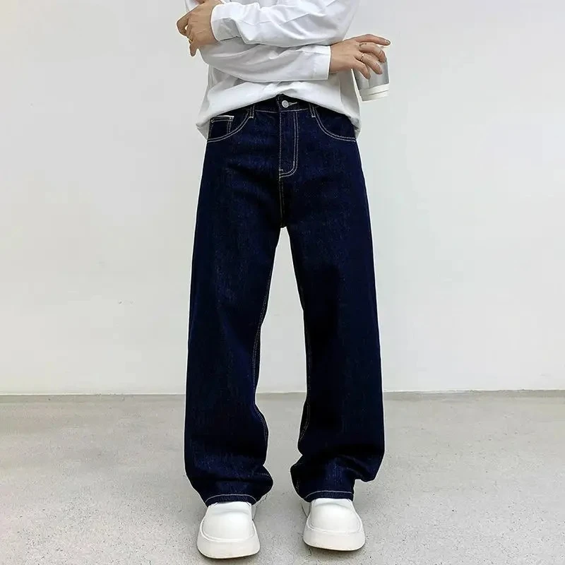 

Новые мужские широкие джинсы в стиле Харадзюку, повседневные дизайнерские джинсовые брюки, популярные свободные уличные штаны для осени и зимы