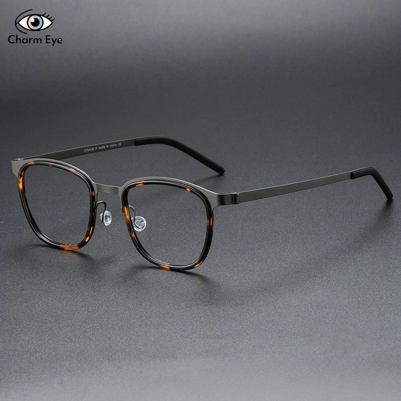 

Оправа для очков из чистого титана, квадратные женские очки в стиле ретро, оптические очки по рецепту, модельер, близорукость, анти-синий свет, мужские очки