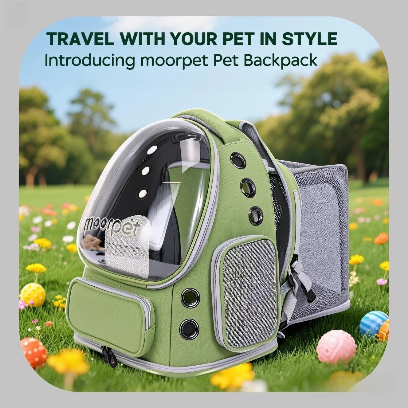 

Extendable Cat Backpack Carrier Foldable Pet Bag Large Space Double Shoulder Strap Portable for Outdoor Travel