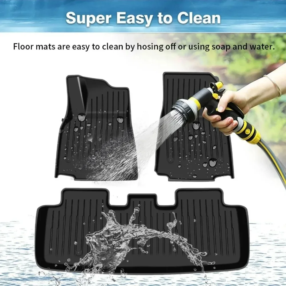 Car Floor Mats For Tesla Model Y Juniper 2025 2026 TPE All-Weather Trunk Pads Wear-Resistant Cargo Liners Odorless Back Cushion 3