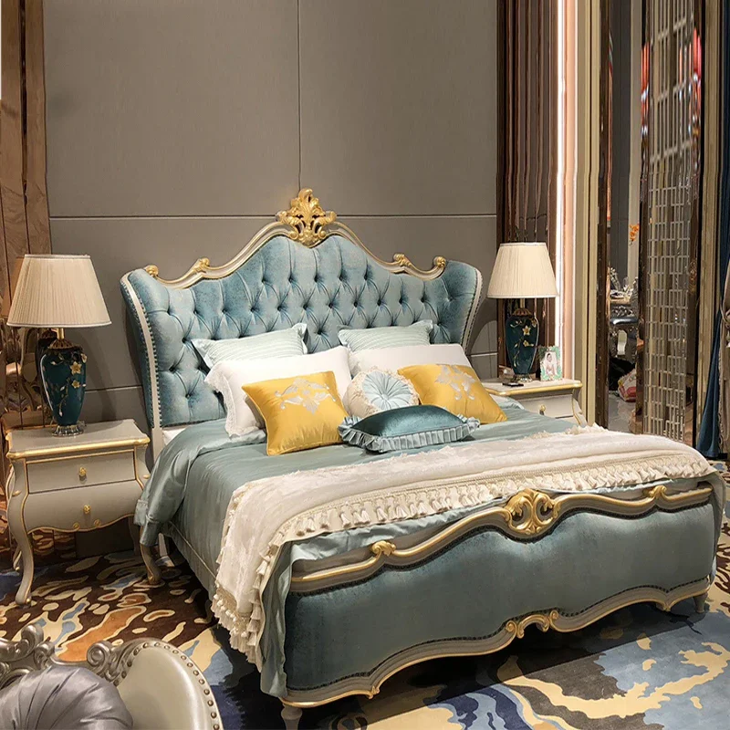 

Service Velvet Double Bed Simple Japanese Purple Carved Girls Luxury Queen Bed Bedroom Modern Double Muebles Unique Furniture