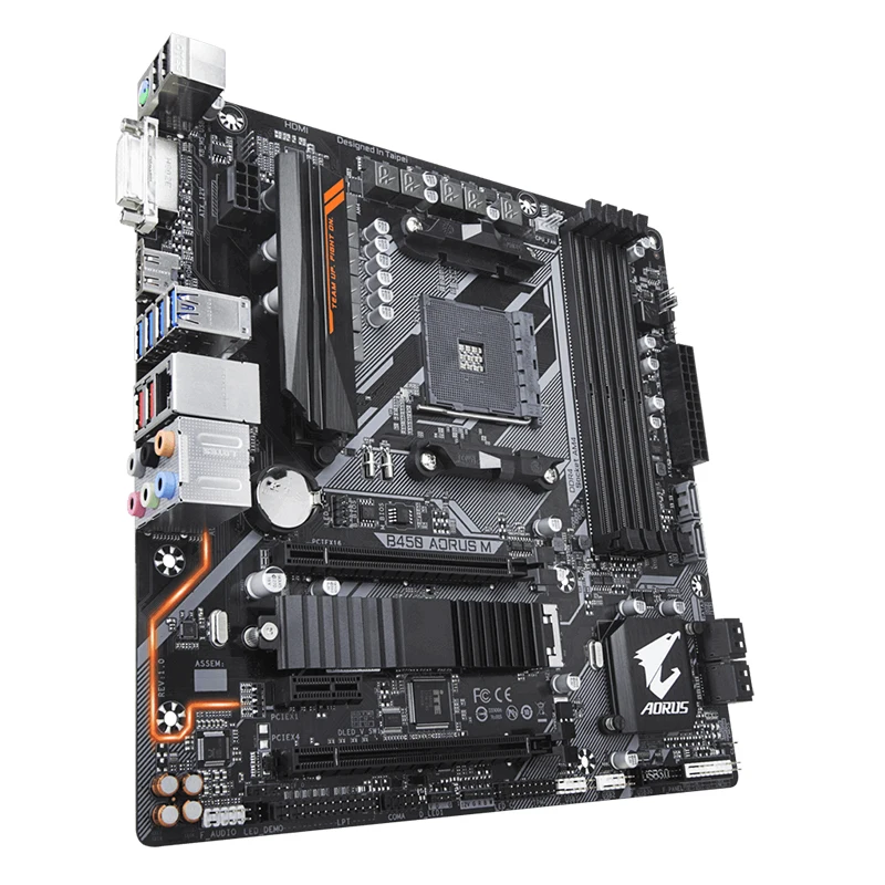 Imagem -04 - Placa-mãe Gigabyte-b450 Aorus m Usado Amd Ryzen Am4 Micro Atx Guarda Térmica M.2 Hdmi Dvi Usb 3.1 Gen Ddr4 Placa-mãe