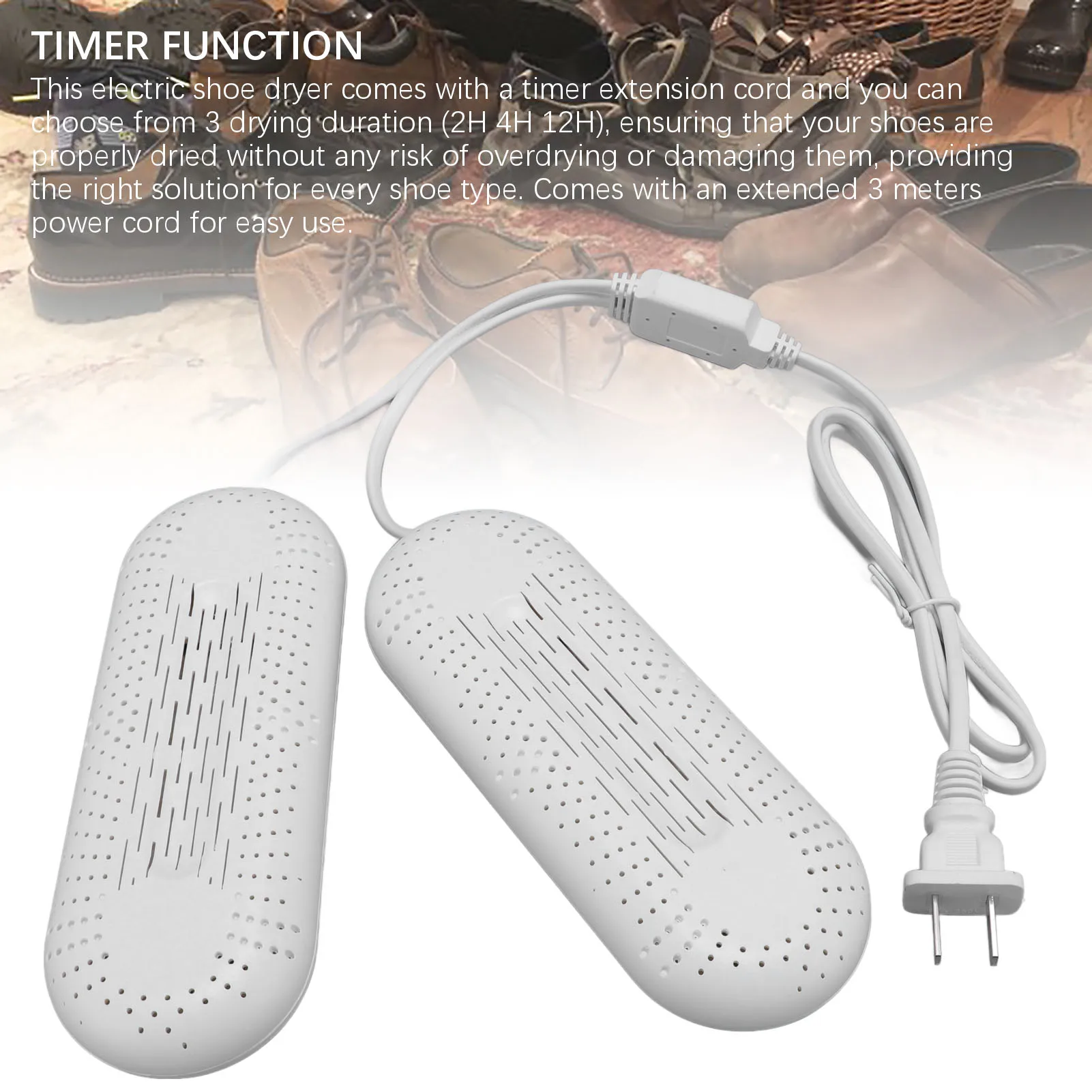 Shoe Dryer Portable with 2H 4H 12H Timer Heat Resistant Efficient Heating Electric Shoe Boot Warmer for Socks Sneaker