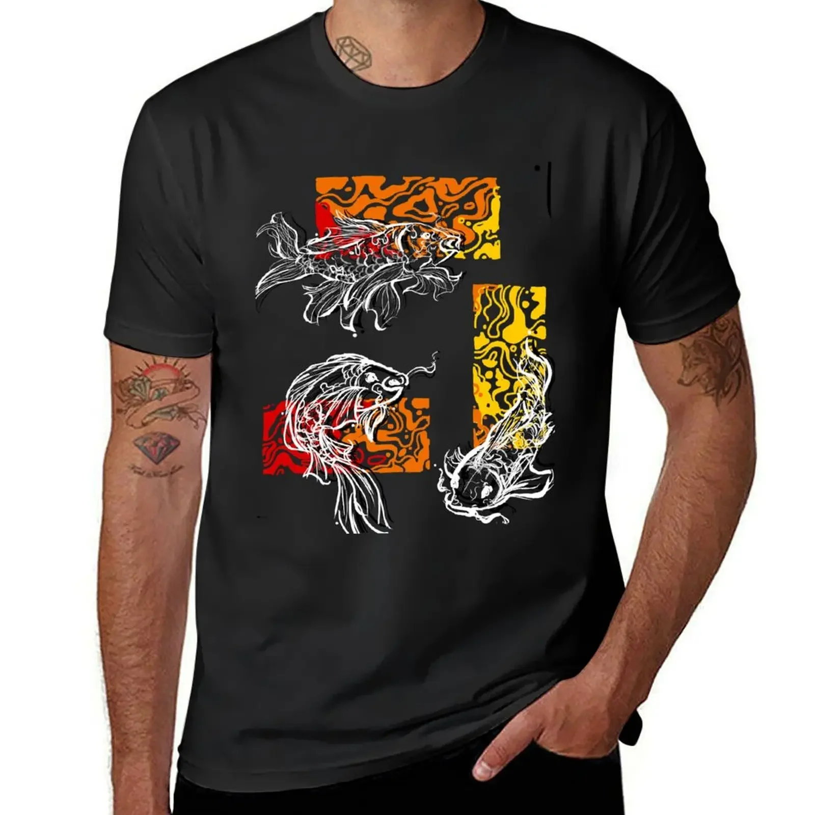 

T-shirt short sleeve，fishes (other version) hippie clothes new edition cotton graphic mensall