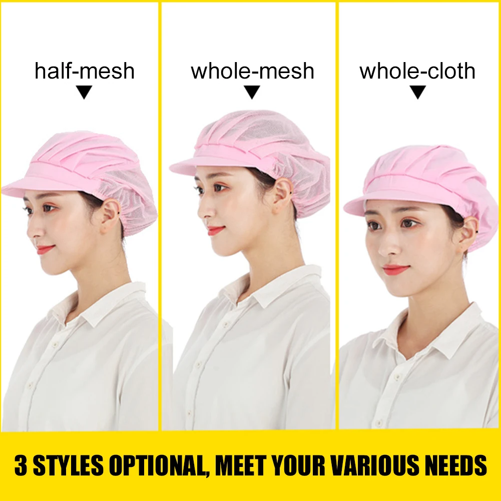 Unisex Chef Hat Elastic Breathable Cooking Chef Cap Dust-Proof Hat For Workshop Factory Kitchen Fit 50-65 CM Head Circumference