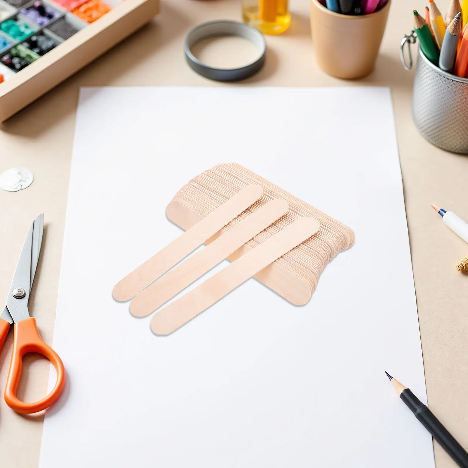 

100 шт. больших деревянных палочек для творчества, необработанных, из натурального дерева, для детских поделок, маркировки растений, изготовления кейк-попсов, занятий в классе