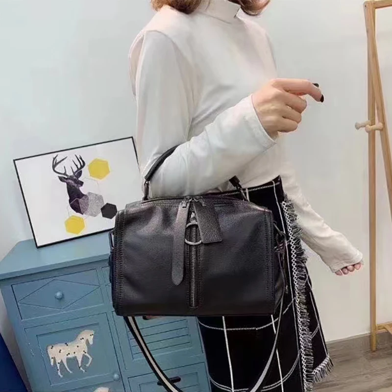 Fashion Women\'s Hand Bags Cowhide Luxury Casual Shoulder Bag  Ladies Versatile Trendy Chain High-capacity Crossbody Bags