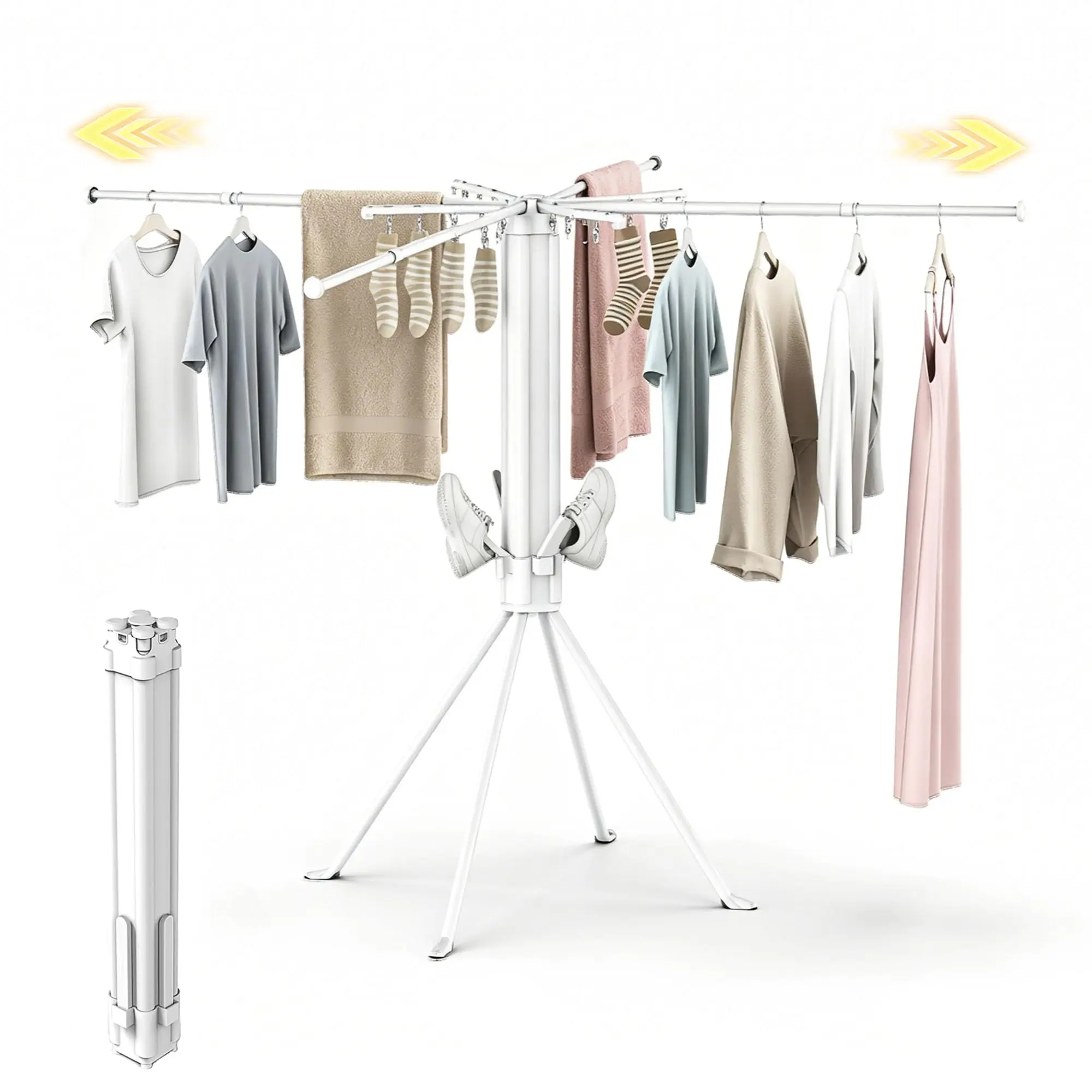 

Foldable Clothes Drying Rack Collapsible Space Saving Indoor Outdoor With 16 Clips 4 Shoe Pegs Four Legged