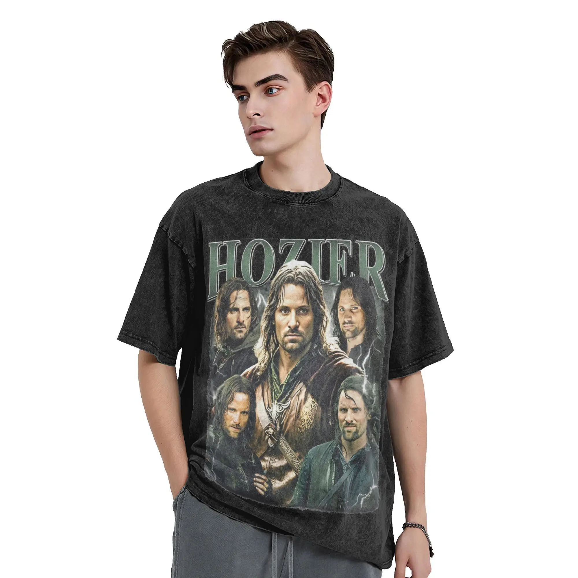 غسلها تي شيرت Hozier Meme Aragorn الهيب هوب تي شيرت تقليدي Harajuku L-Lords of the R-خواتم الشارع الشهير 100% القطن تيز الرجال النساء