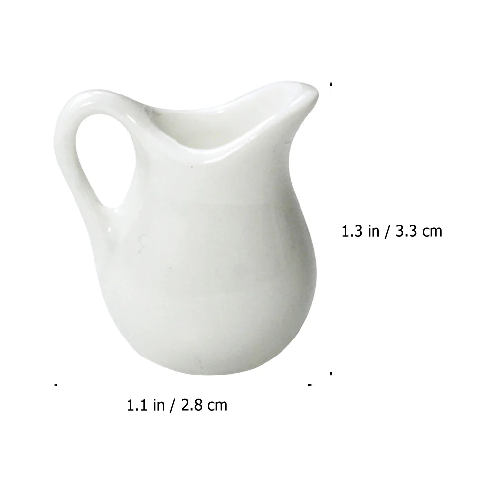 2 Pcs Mini Milk Jug Miniature Kitchen Decor House Pitcher Pretend Play Toys Dollhouse Ceramics Porcelain Sauce