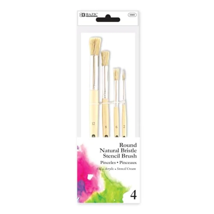 

Paint Brushes Set Round Natural Bristle Stencil Brush for Acrylic Oil Watercolor Gouache Art Professional 4-Pack 144-Packs
