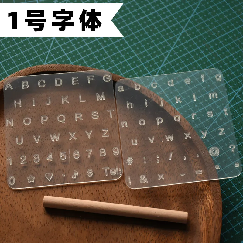 Transparenter Buchstabenstempel, Digitaler Stempel aus pflanzlich gegerbtem Crazy-Horse-Leder, handgefertigtes DIY-Lederwerkzeug zum Musterdruck – Detail 6
