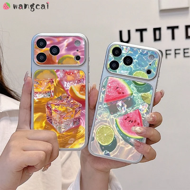 Coque de téléphone en cuir PU souple et mignonne motif fruits glacés pour Realme 16 15 15X 15T 14 14X 14T 13 12 12X Pro Plus Lite 5G 4G