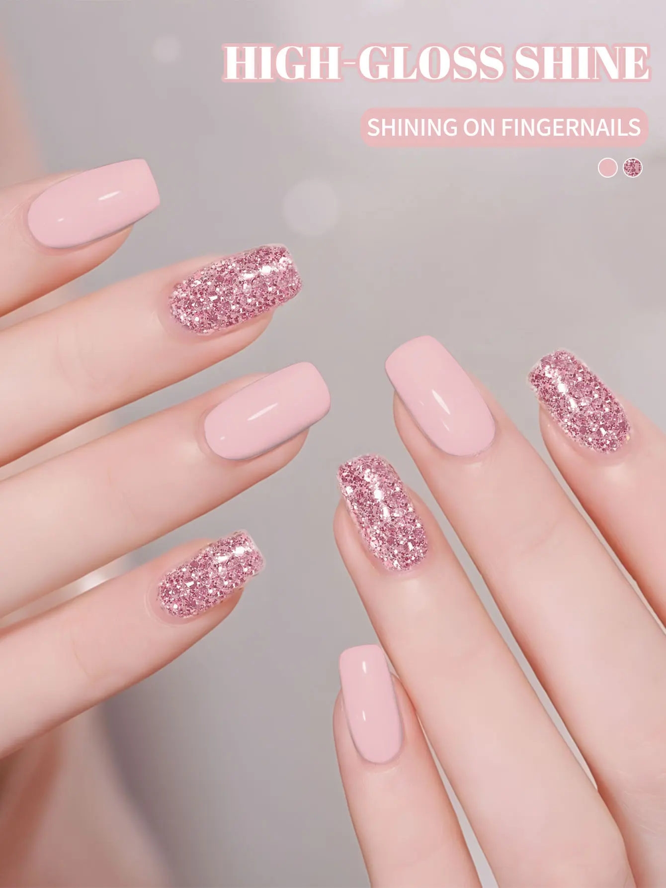 VOKY Set di gel per smalto in polvere glitterata da 2 pezzi, ogni pezzo da 0,24 once - adatto per l'uso femminile, cura delle unghie di livello professionale