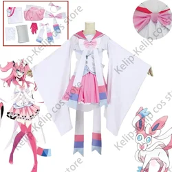 Anime Cosplay Sylveon Cosplay Costume Dress Gloves Hair Accessories Party Costume Suit