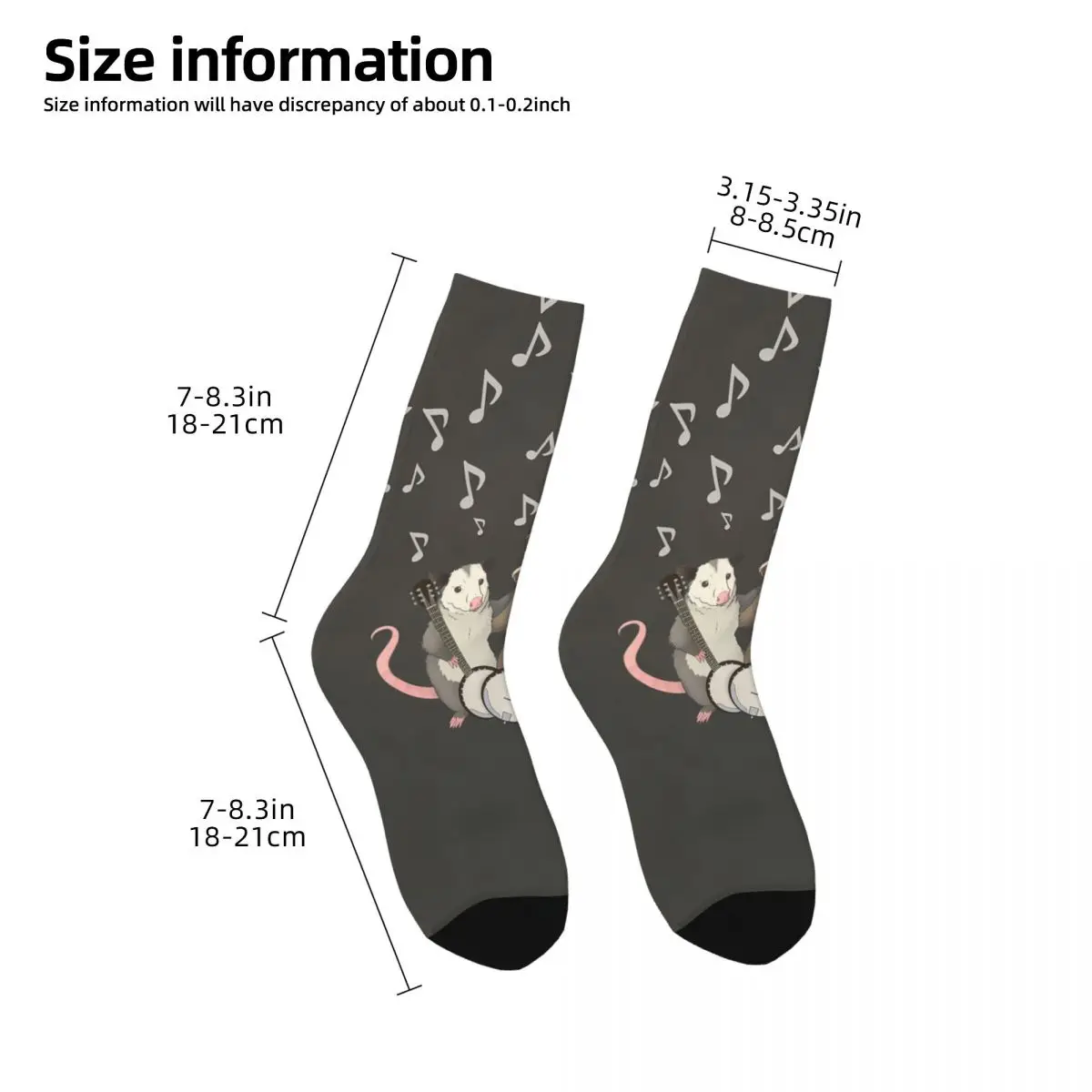 Funny Men's Socks Opossum And Raccoon With Banjos Vintage Street Style Seamless Crew Sock Gift Pattern Printed