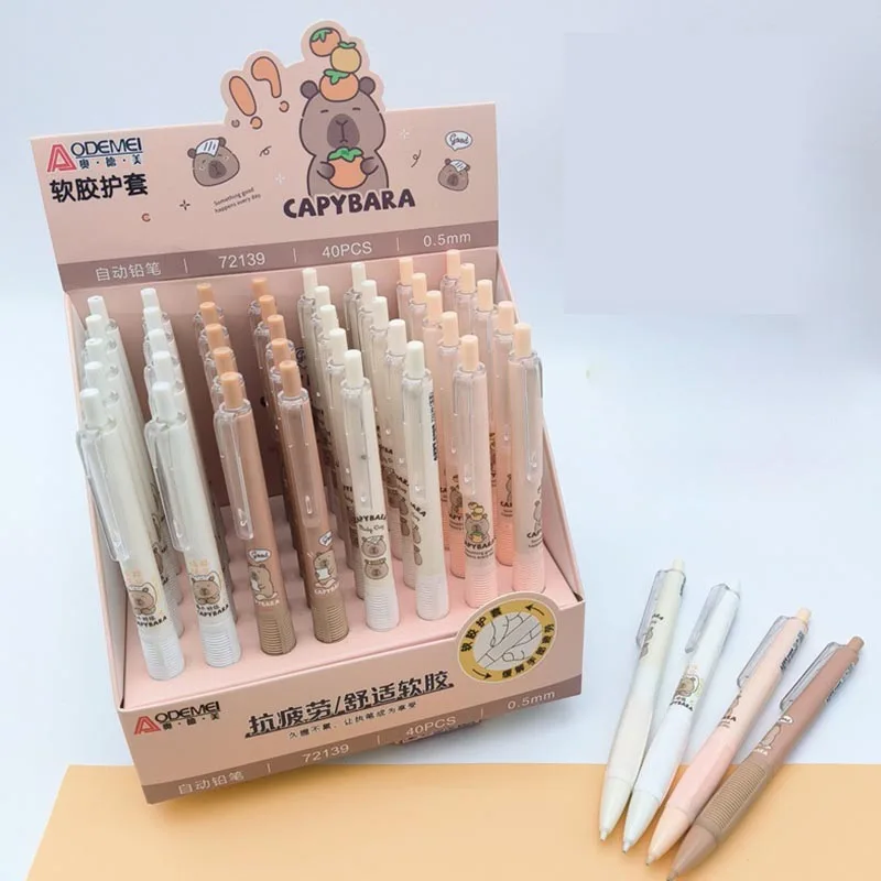 40pcs/lot Creative Capybara Mechanical Pencil Cartoon 0.5/0.7MM Drawing Writing Automatic Pen School Office Supplies