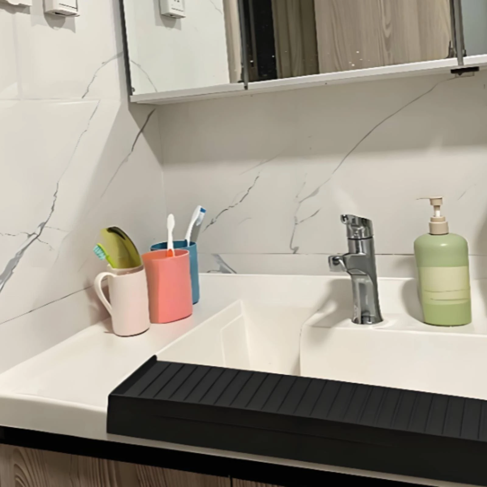 

Silicone Sink Rim Splash Guard Long Rectangular L-Shaped Sink Splash Guard Home Accessory Flexible Countertop Protection