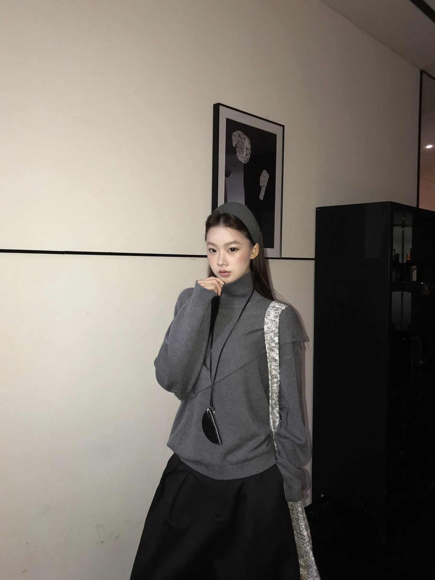 

ay Вязаный свитер с высоким воротником, женский комплект из двух предметов, зимняя коллекция Lazy Faion от G Sle, удобная длинная одежда...