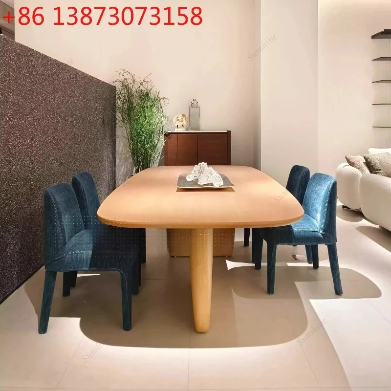 Italian Minimalist Dining Table Rectangular Solid Wood Dining Table Wabi Sabi Style Desk Furniture