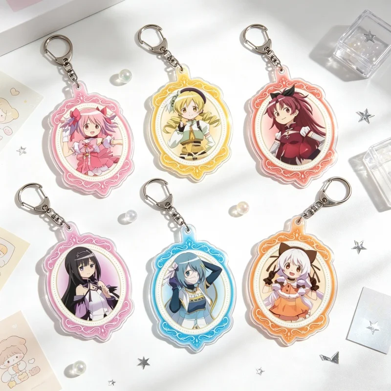 Charm Fans Gifts 2026 Puella Magi Madoka Magica Anime 6CM Acrylic Keychain Bag Pendant Madoka Kaname,Homura Akemi Car Keychain
