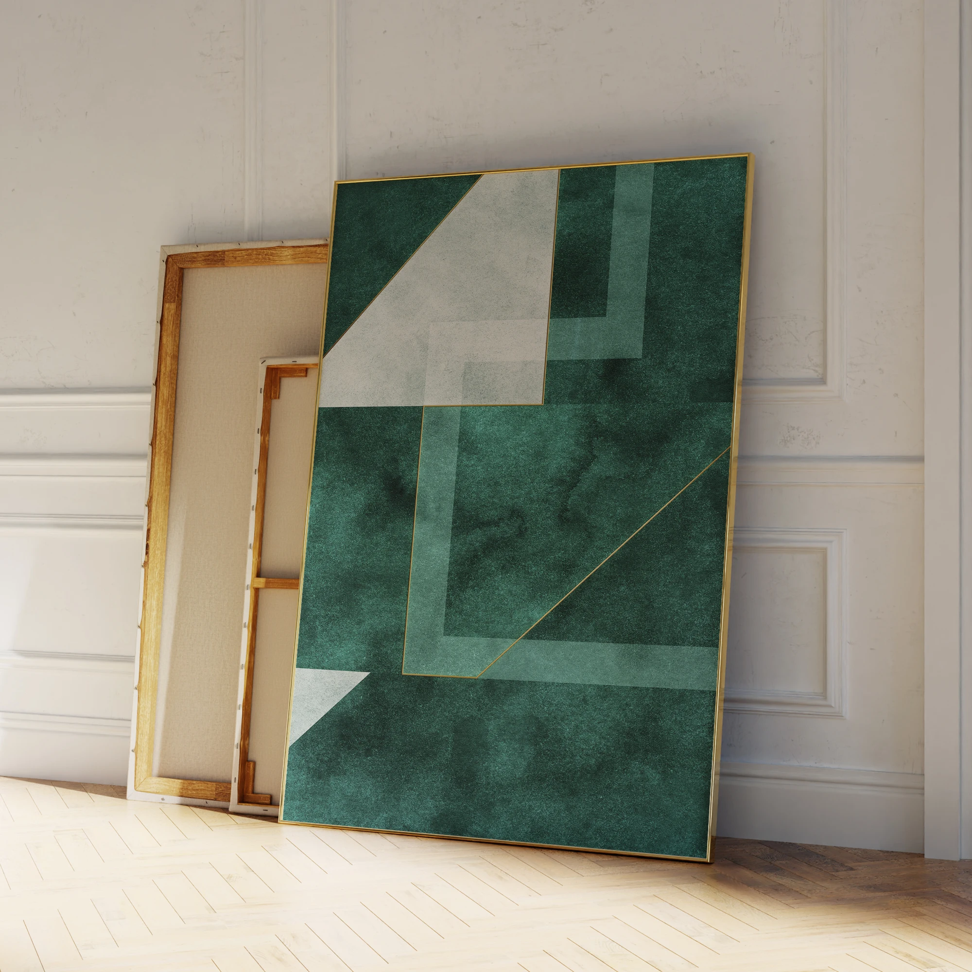 Abstract Modern green Emerald Geometry Wall Art Prints Canvas Painting Poster Living Room Bedroom Home Decor