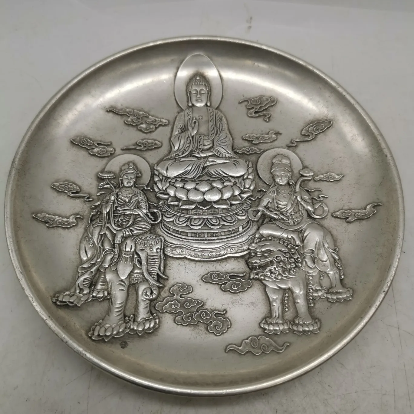 china silver White copper dragon phoenix buddha statue silver Decorative coin big Plate metal crafts Family decoration