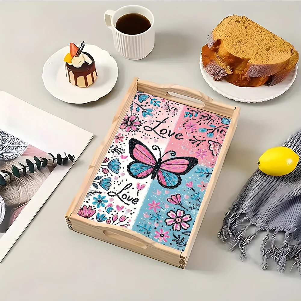 

Pattern 5D DIY Diamond Painting Serving Tray Handmade Decorative Tray Art Wooden Food Dinner Plate Handmade Decorative