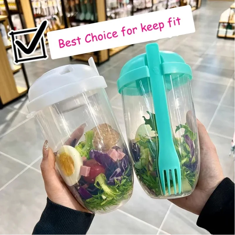 

Portable Transparent Salad Cup Weight Loss Healthy Slimming Low Fat Cup Food Grade Mason Cups With Lids Outdoor Accessories