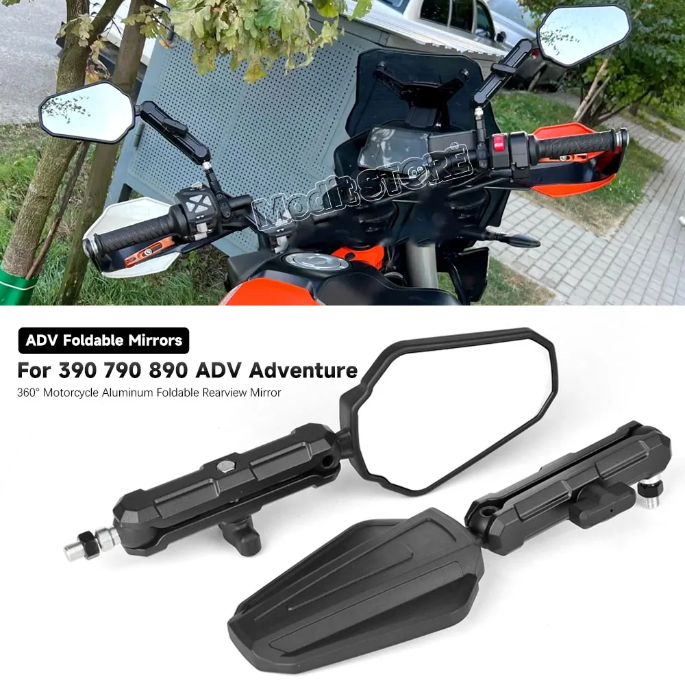Motorrad West Wind Rückspiegel ADVENTURE SPIEGEL-KIT Klappbare Spiegel 360° ° Drehbarer Kugelkopf für 390 790 890 ADV Adventure