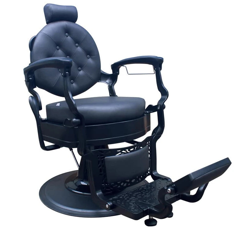 Vintage Barber Chair - Classic Black Salon Chair with Hydraulic Lift and Adjustable Recline,  Barber Chair in Black