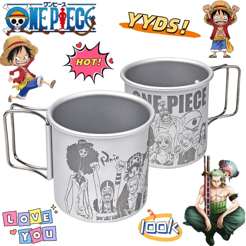 Nueva Taza Plegable Creativa de Aleación de Aluminio con Diseño de Personajes de Anime de One Piece: Luffy, Roronoa Zoro, Nami y Sanji