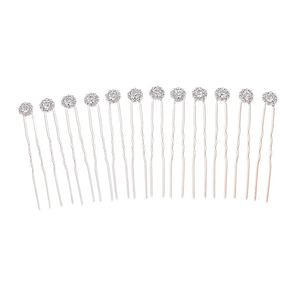 

12 шт., заколка для волос с цветочной вилкой, свадебные аксессуары, женские элегантные U-образные зажимы для свадьбы, дня рождения, декоративные стразы