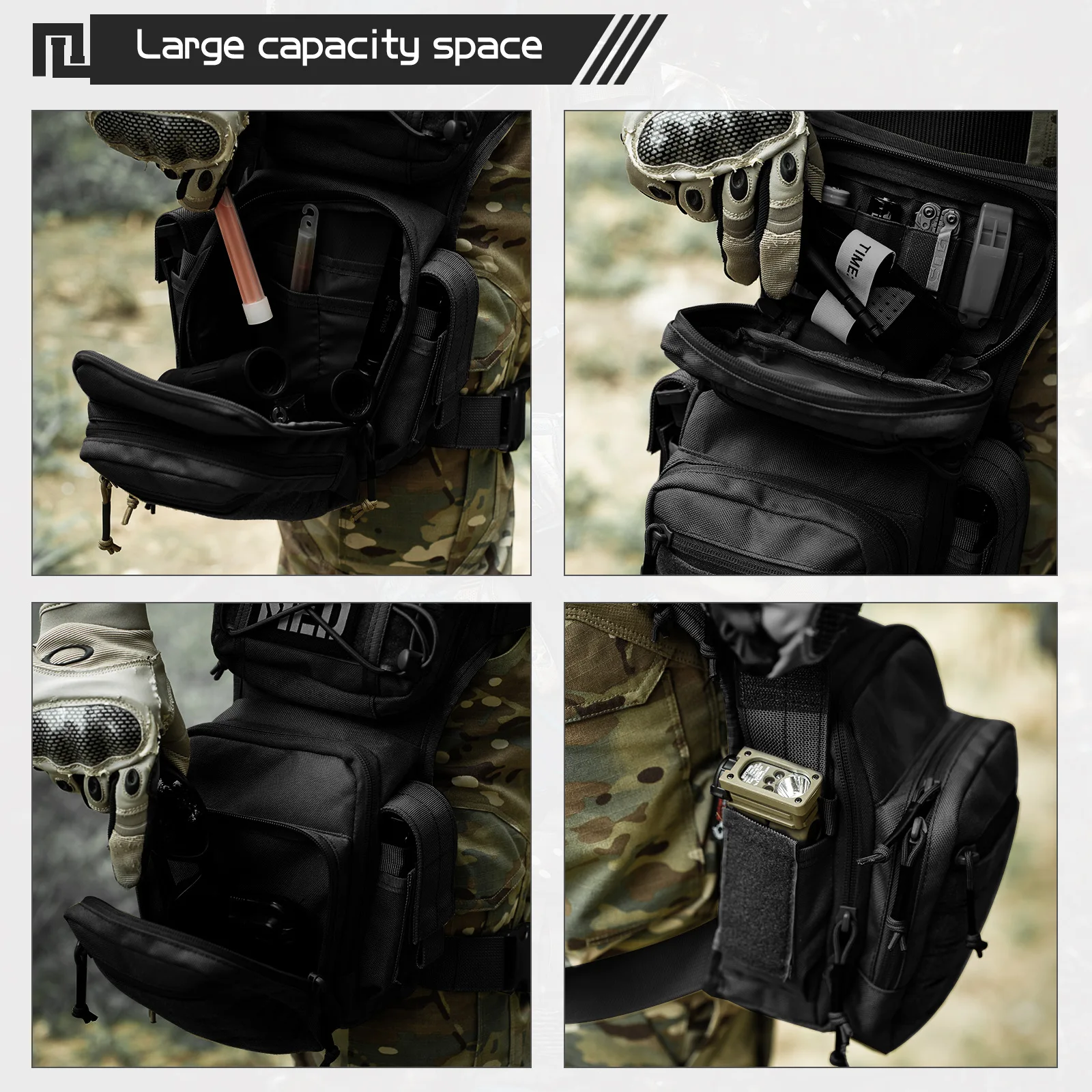 Highly Durable 1000D Nylon Laser Cut Waist Pack for Outdoor Sports Like Cycling and Motorcycling 힙색 Waist Bag Men Belt Bags Sac