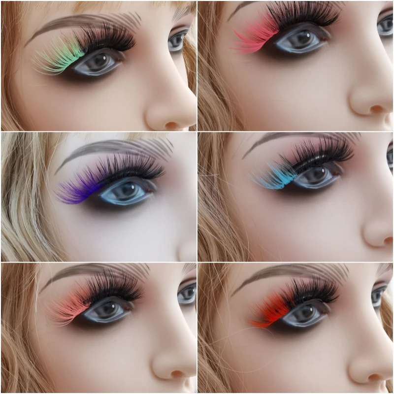 ขนตาปลอมแบบยืดหยุ่นติดเองได้ สีสันสดใส เหมาะสำหรับงานคอสเพลย์และปาร์ตี้แต่งหน้า