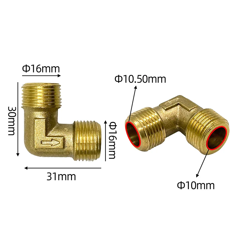 1pcs Air Compressor Fittings Brass Equal Male Elbow Connector Check Valve Elbow Coupler Air Tools Parts