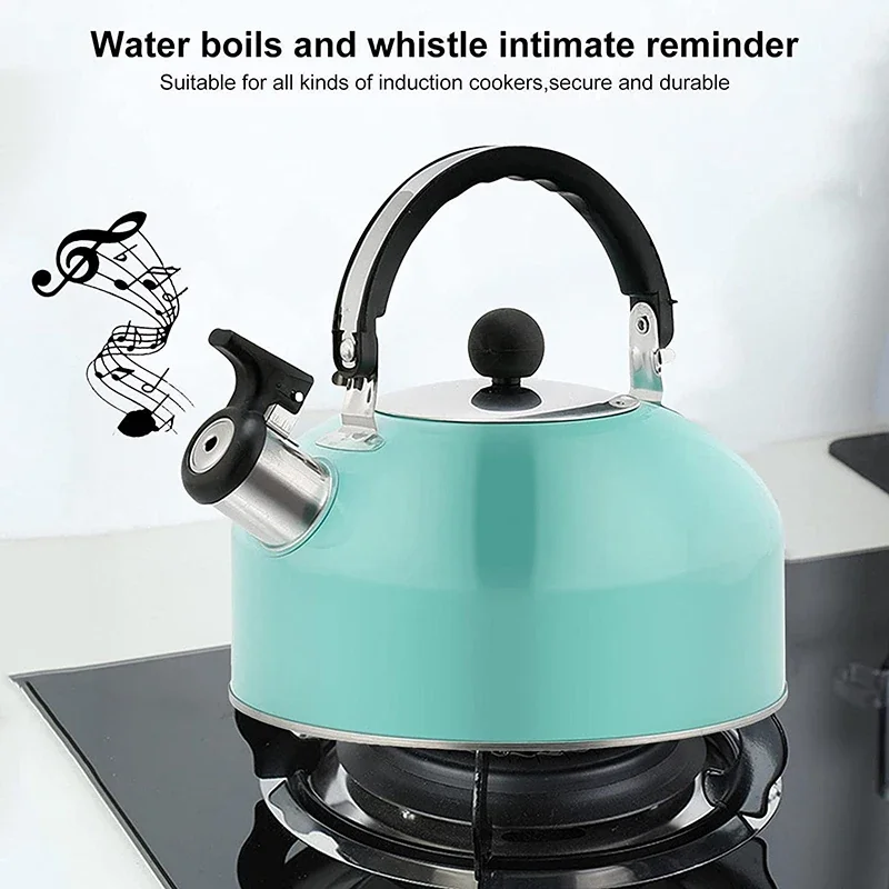 Stainless Steel Kettle Household 3L Portable Stove Gas Universal Whistle Tea Kettle Quick Hot Water Kettle with Ergonomic Handle