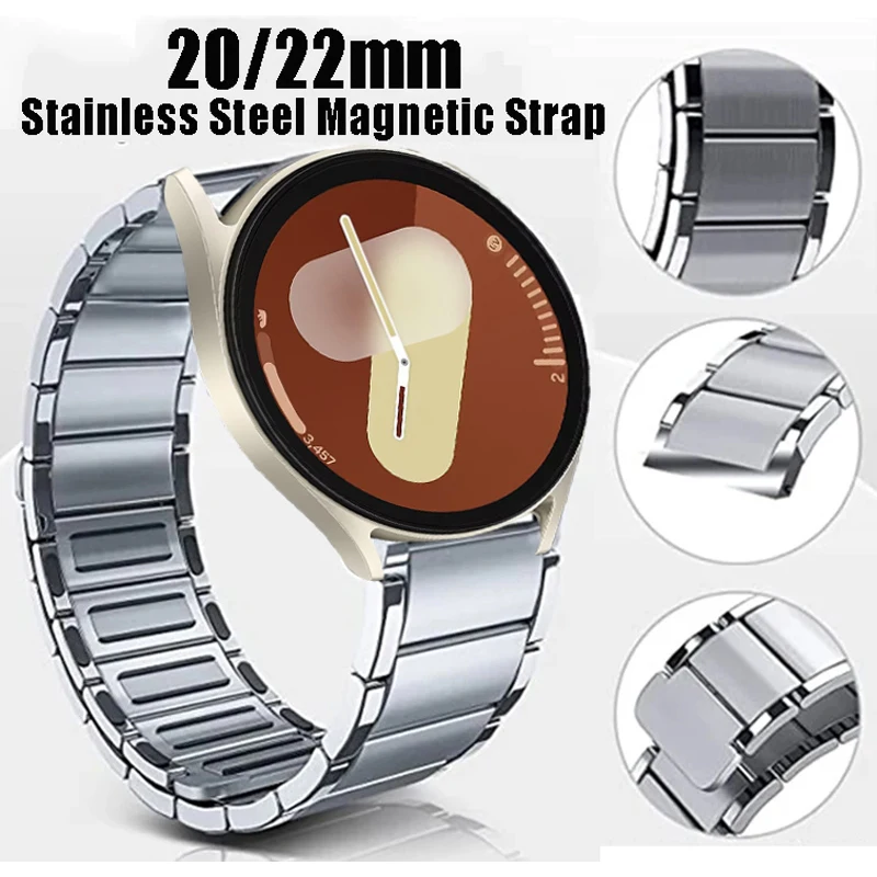 20mm 22mm Magnetic Strap for Samsung Galaxy Watch 7/6/5/4 44 40mm 4 6Classic Metal Band For Huawei GT2/GT2e/GT3 Pro/GT4 Bracelet