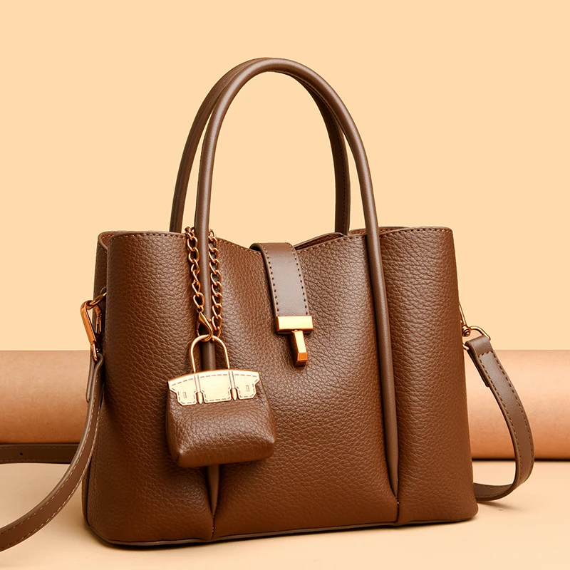 

High Quality Leather Women's Handbag Ladies Shoulder Crossbody Bag Casual Top-Handle Bags Female Purse Messenger Commuter Sac