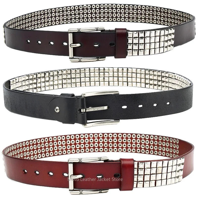 New Ins Style Unisex Personalized Genuine Leather Belt Trendy Pin Buckle Punk Belt Direct From Manufacturer