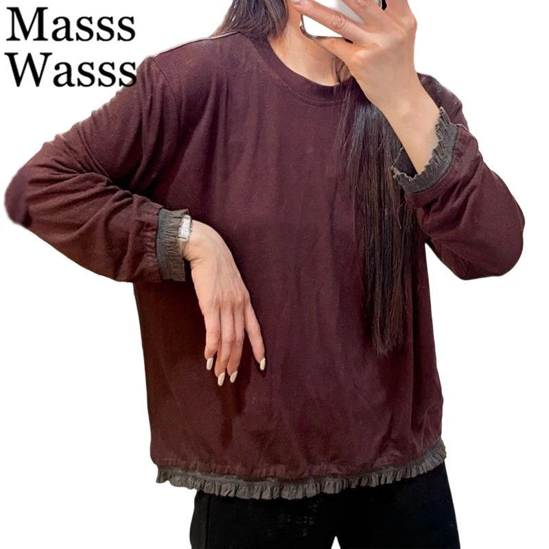 

Элегантные винтажные женские футболки в стиле пэчворк, свободные повседневные топы, классическая британская мода, хлопковая одежда