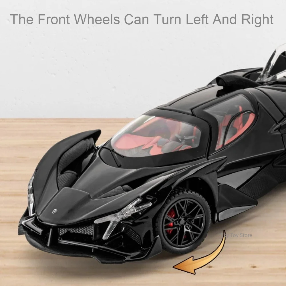 1:24 Apollo EVO Metalowy Model Sportowego Samochodu, Zabawka z Dźwiękiem i Światłem, Napęd Pull-Back, Otwierane Drzwi, Miniaturowe Pojazdy, Prezent na Festiwal dla Dzieci