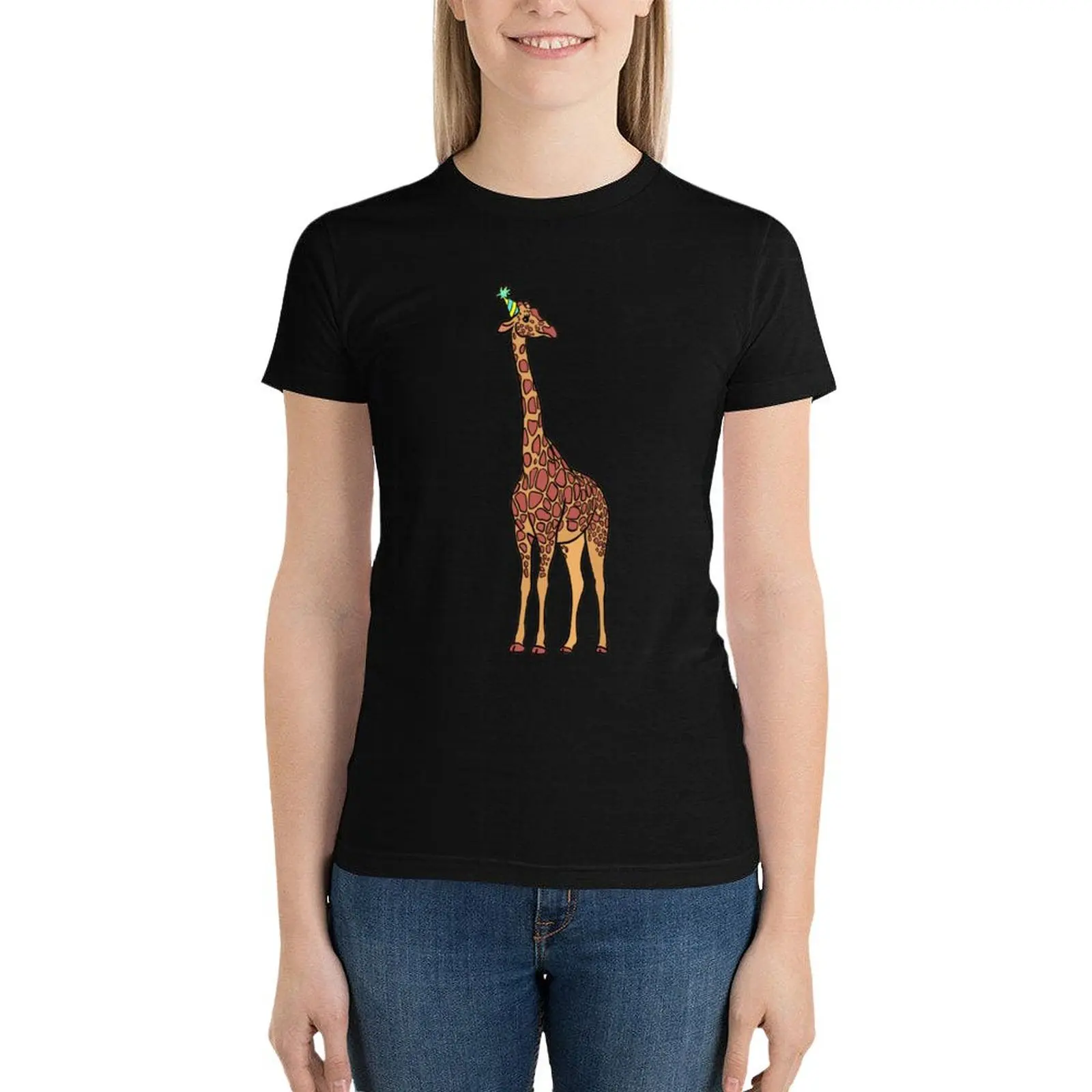 Colorful Party Giraffe T-Shirt tees graphics funny oversized fashion woman blouse 2024